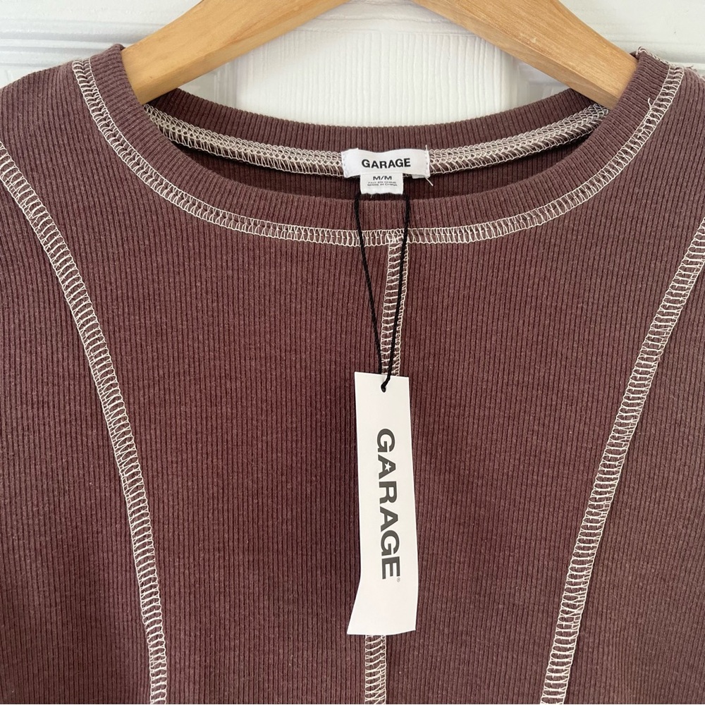 Garage Long Sleeve Brown Crop Top NWT - Picture 4 of 7